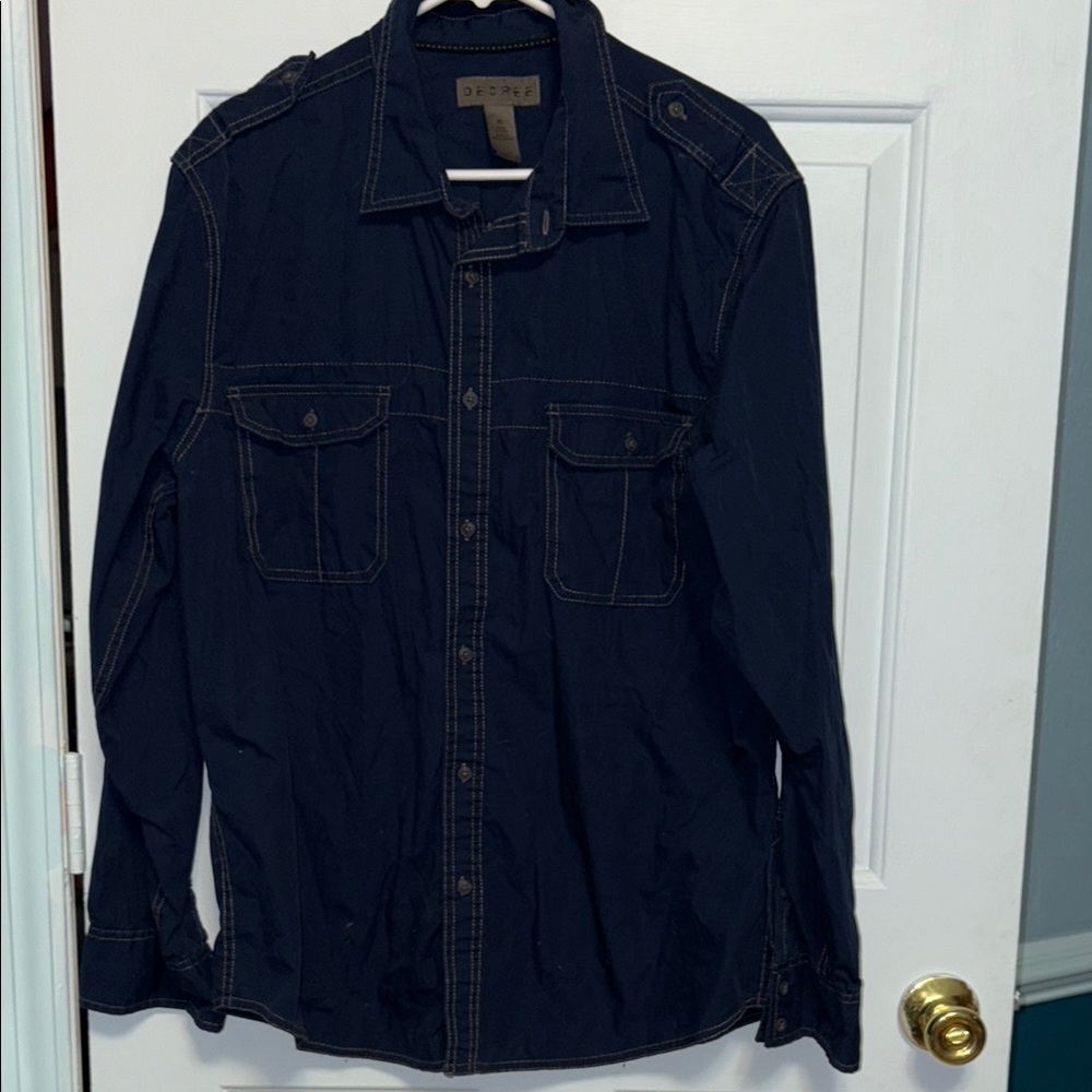 Men’s Decree Long Sleeve Button up Navy XL